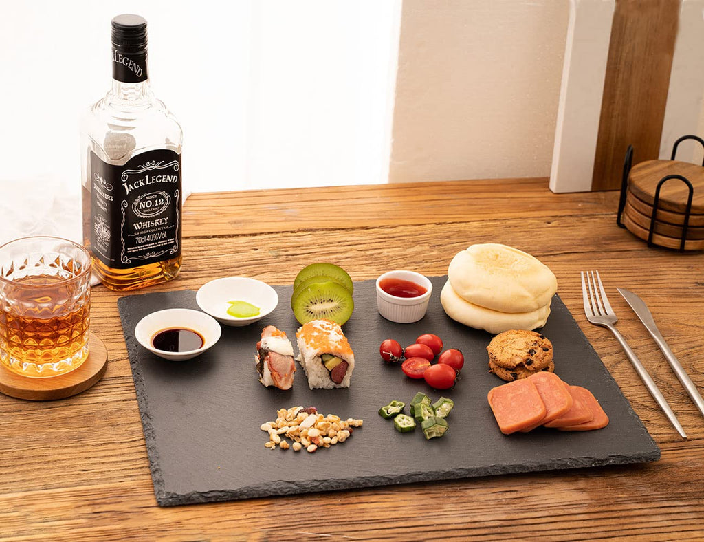 2 Pcs 16x12in Large Slate Cheese Boards Slate Board, Cheese Tray Serving Tray Serving Stone Tray Platter Pacemat