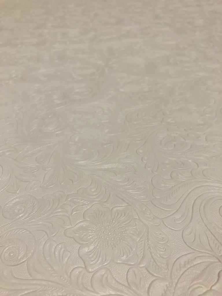 Tooled Faux Leather Western Cowboy, Floral Embossed Vinyl, Craft DIY and Upholstery Pleather Fabric - Cut by The Yard