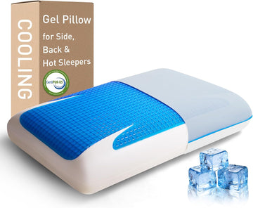 Cooling Gel Memory Foam Pillow for Hot Sleepers, Medium Loft Standard Size