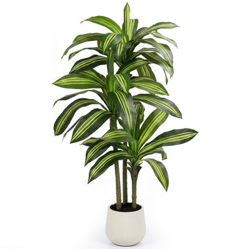 5FT Artificial Tree Dracaena Plant in Decorative Pot-Realistic Fake Plant for Indoor Outdoor Use, Home Office Living
