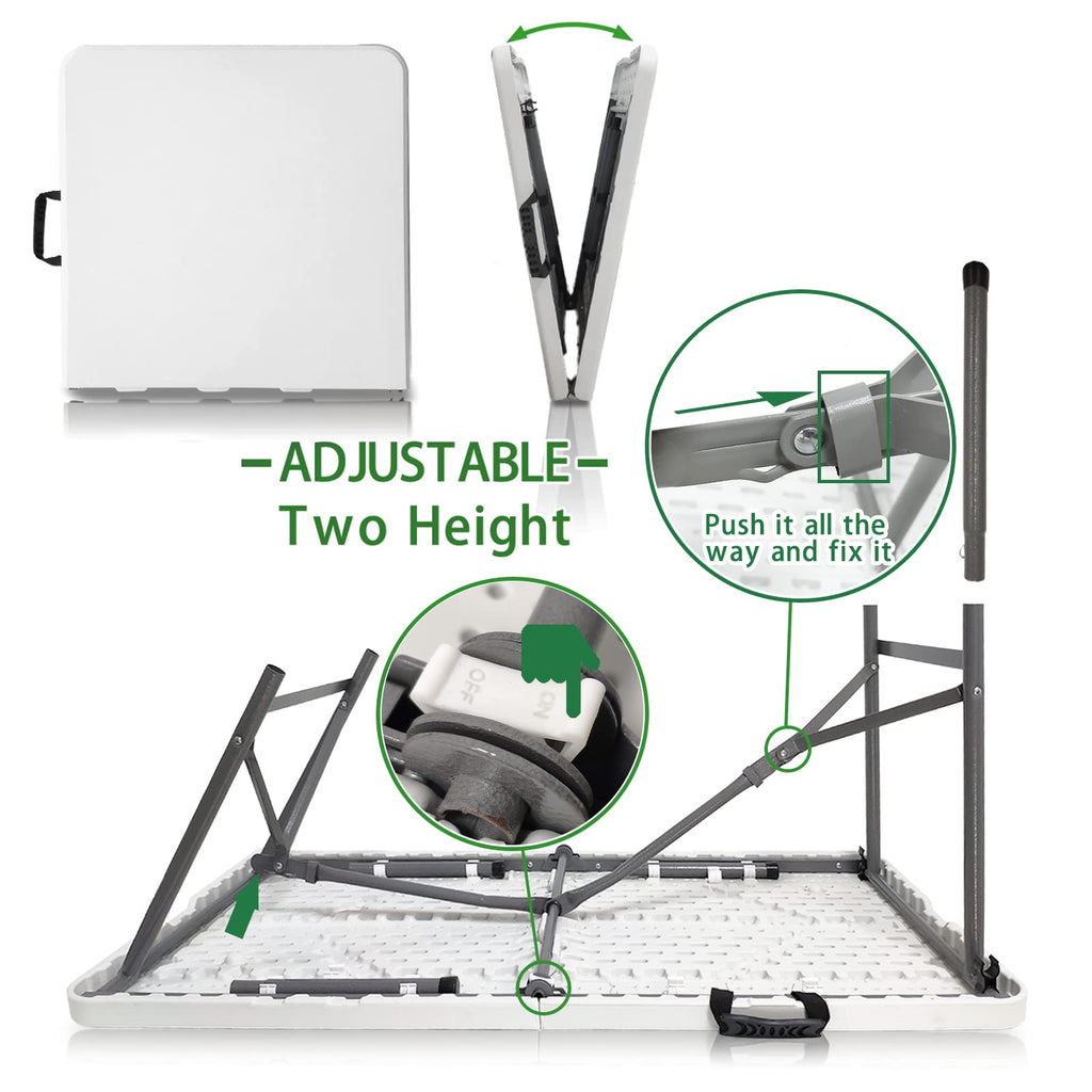 Folding Table 4ft Heavy Duty Folding Tables Indoor Outdoor Plastic Dining Table Portable Folding Square Card Table