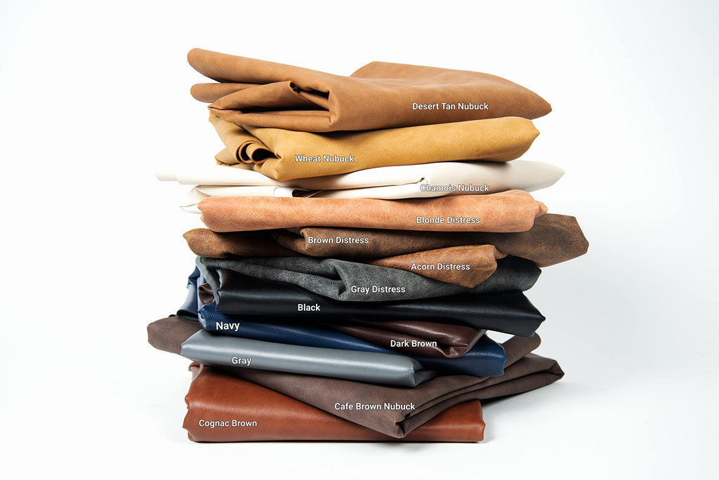 TM | Cognac Rustic Brown Two Tone Soft Faux Vegan Leather Sheet Fabric PU (Peta Approved Vegan) | 1 Yard (36 inch x
