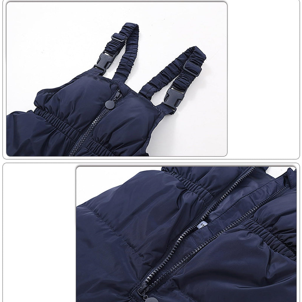 Girl Ski Bibs kids Winter Warm Snowsuit Zip Up Quilted Down Overalls