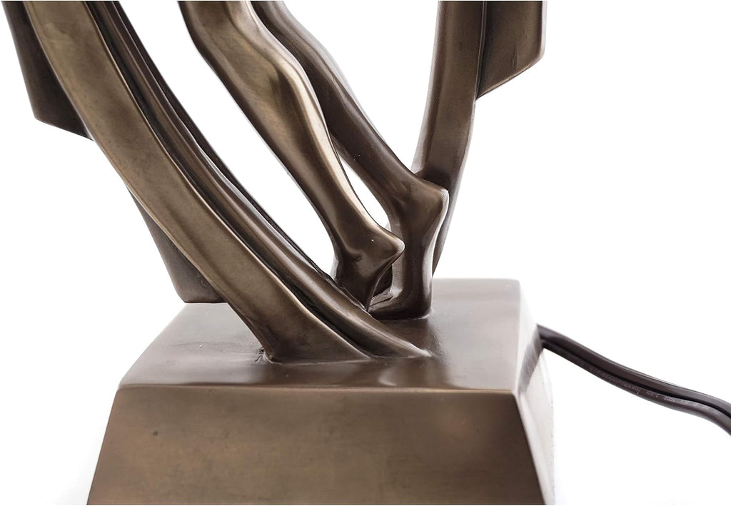 Modern Art Deco Lady Lamp Statue - Decorative Table Lamp Sculpture in Premium Cold Cast Bronze- 16-Inch Collectible