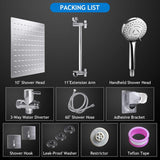 Shower Head Combo,10 Inch High Pressure Rain Shower Head with 11 in Adjustable Extension Arm and 5 Settings