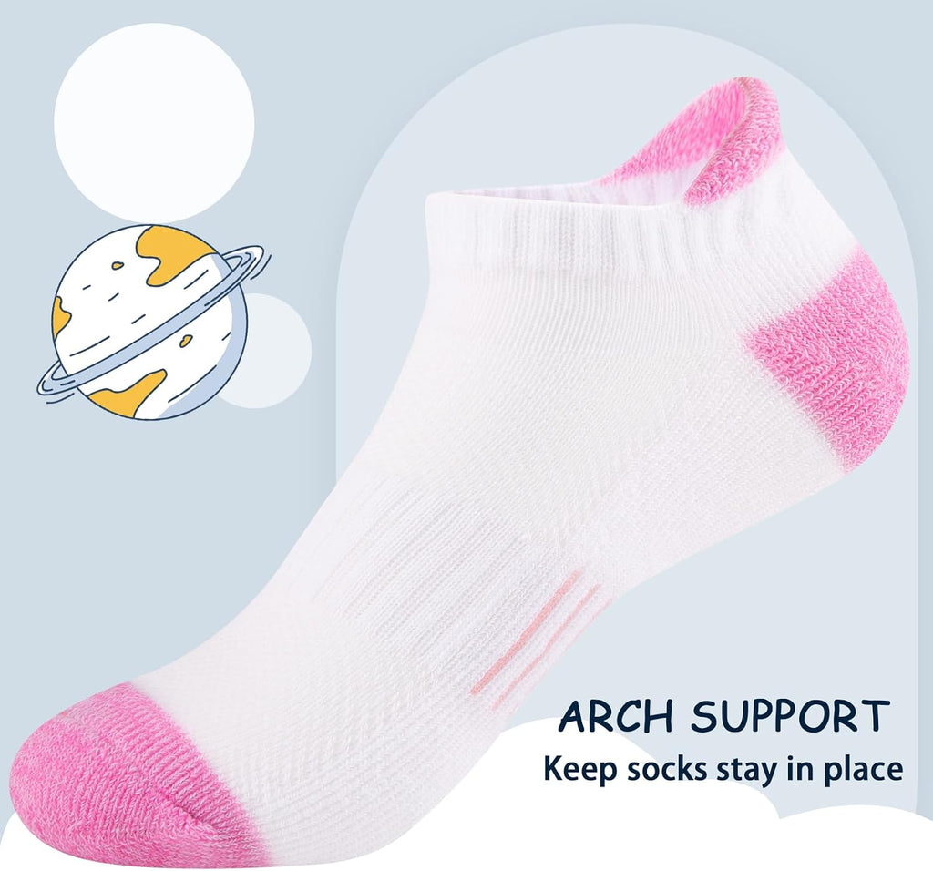 Girls Socks Ankle Athletic Socks For Kids Old Short Socks With Cushioned Sole 8 Pairs