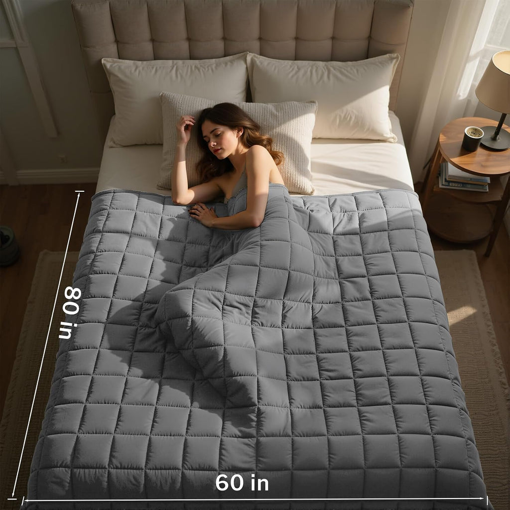Weighted Blanket for Adults(48" x 72",15lbs,Grey) Queen Size Soft Cooling Heavy Blanket for Sleeping,Breathable