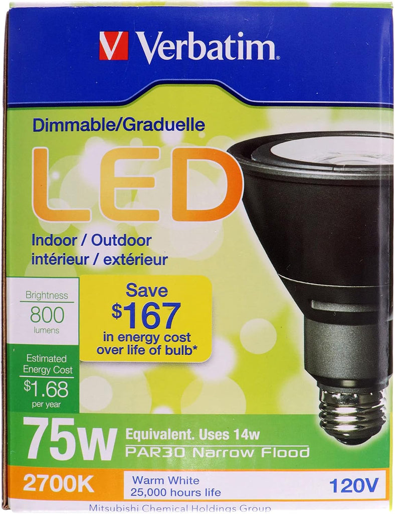 Dimmable PAR30LN LED Bulb, Long-Neck, 120V, E26, 800-Lumen, 25° Flood, 14-Watt, 2700K