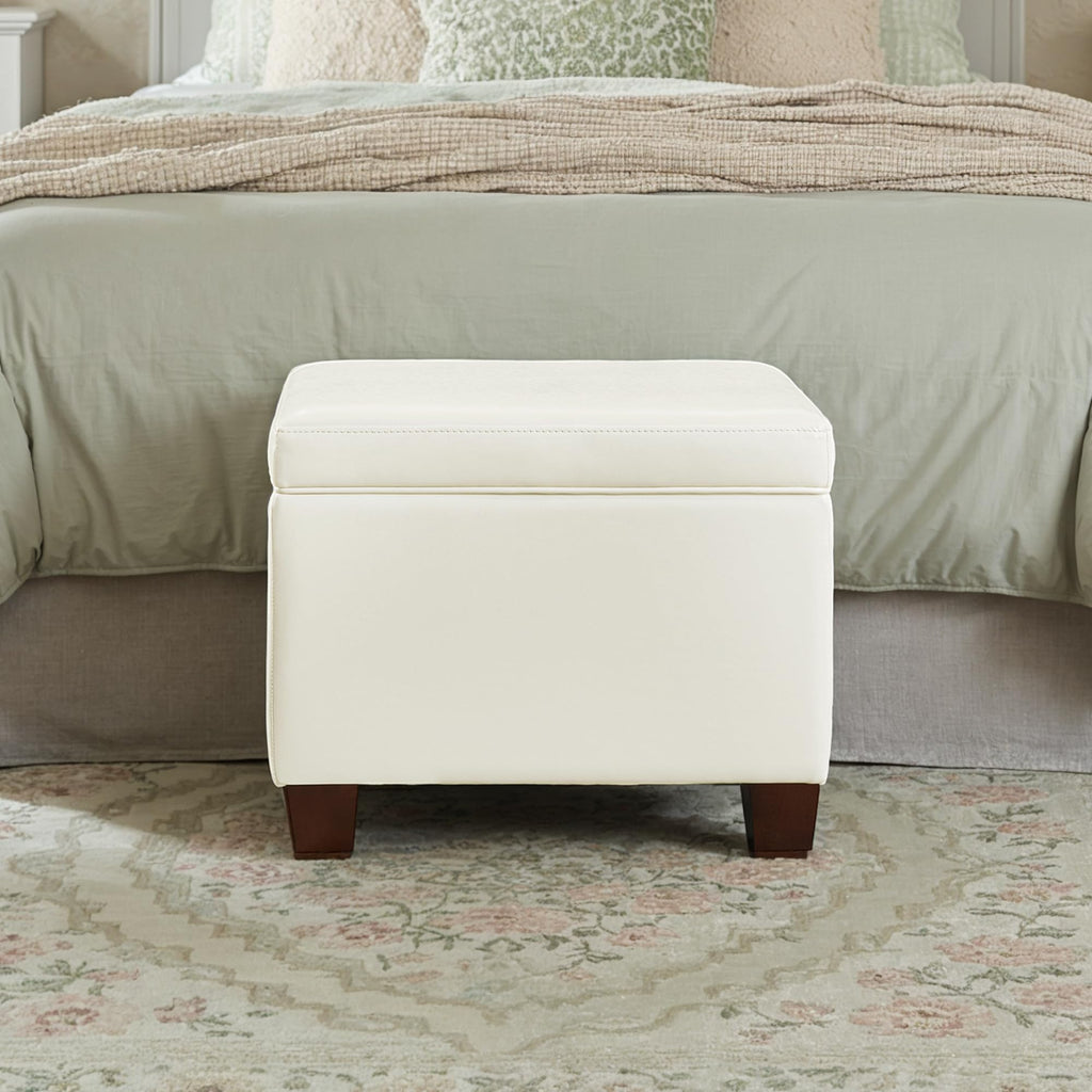 Madison Storage Ottoman 21.75" - Modern Upholstered Footstool & Seat with Hinged Lid for Transitional Living Room