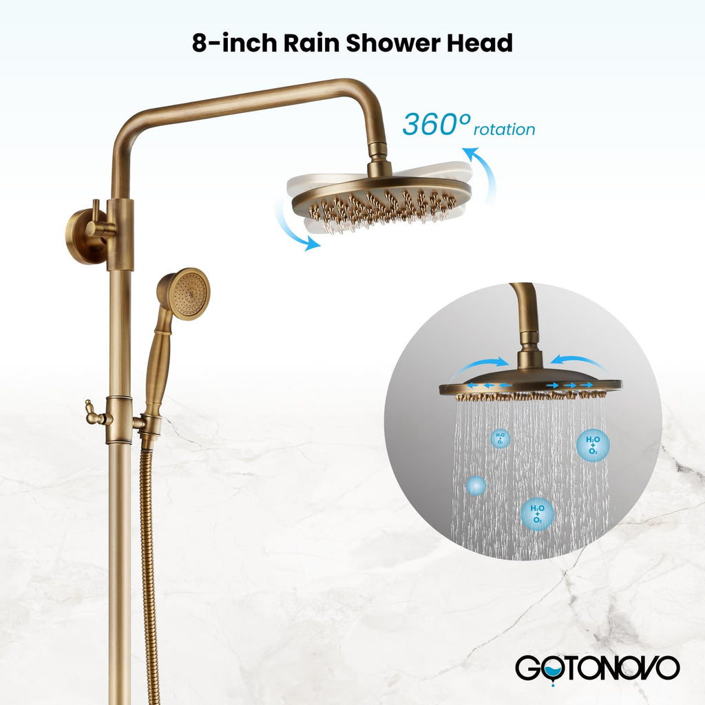 Exposed Shower System Antique Brass,Ceramic Lever Handle