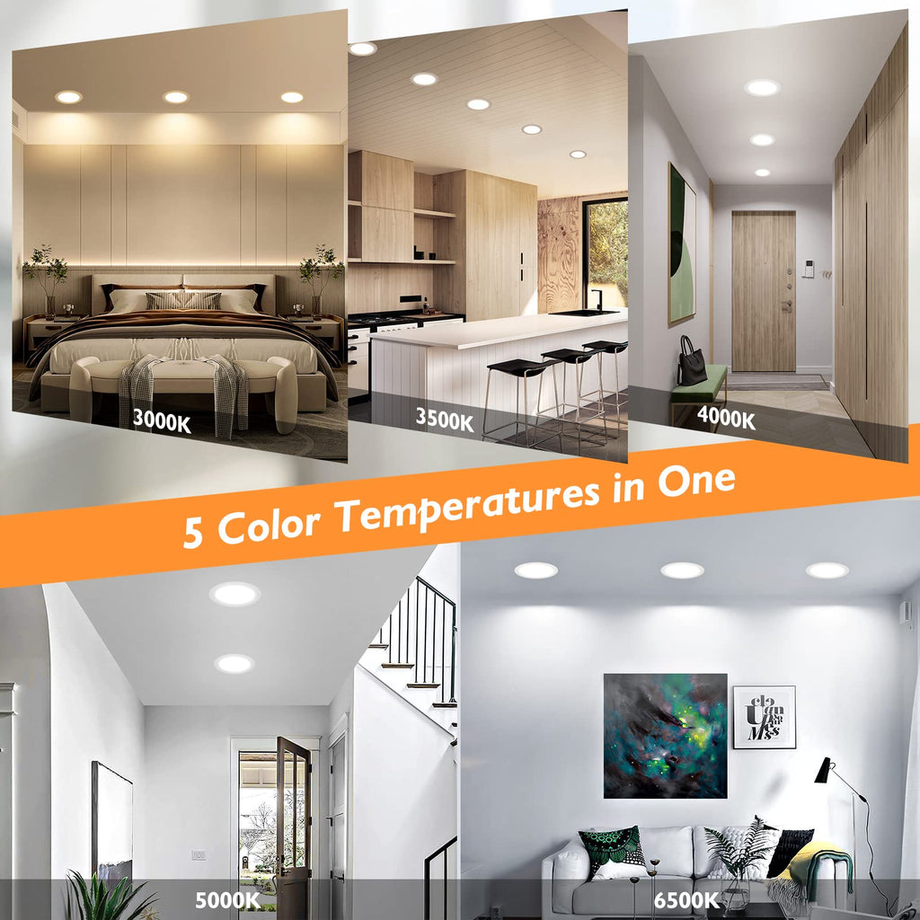 6 Inch LED Recessed Ceiling Lights with Junction Box, 6 Packs