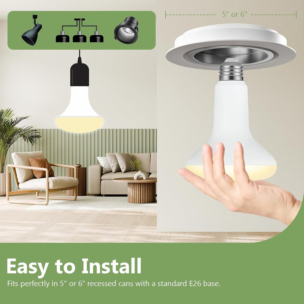 BR30 LED Light Bulbs, Dimmable Flood Lights for Recessed Cans, 65W Replacement, 2700K Soft White, 650LM Brightness
