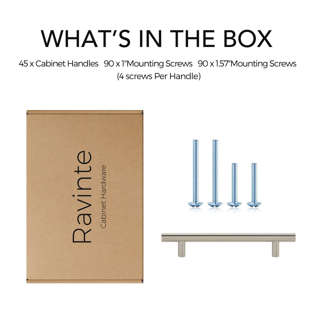 Cabinet Pulls,7.38" Length, 5" Hole Center,Brushed Nickel,45 Pack