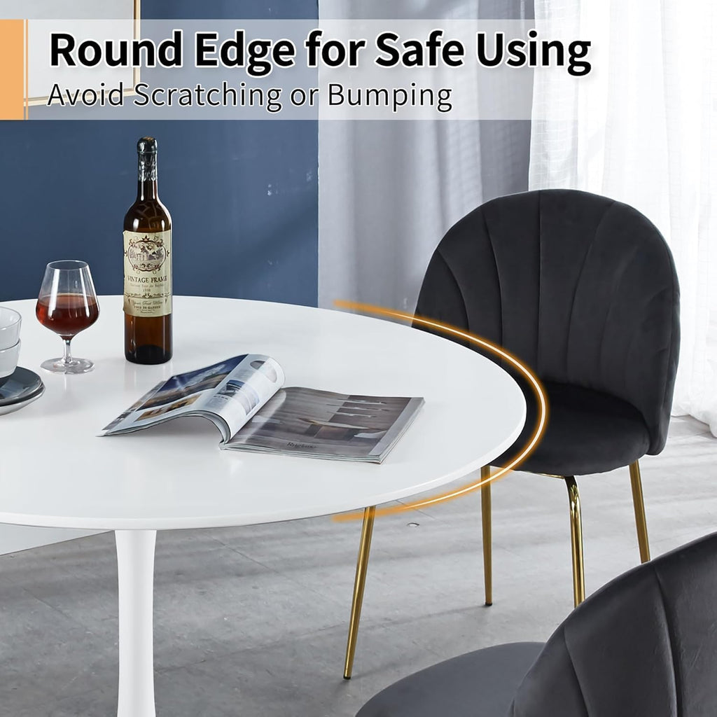 Inspired Saarinen Style Tulip Round Pedestal Dining Table — White, 42″ Round