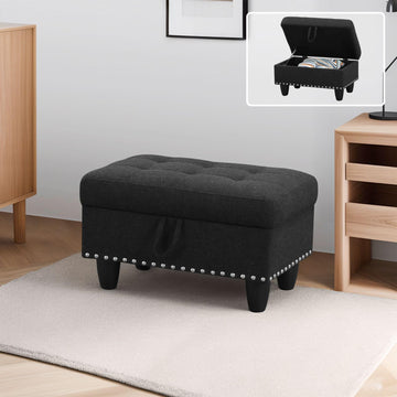 28.5'' Linen Living Room Ottoman With storage, Upholstered Entryway Bench, End of Bed Storage Bench, Small Ottoman