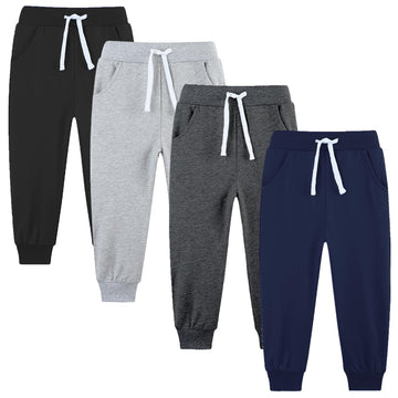 Baby Boys Pants Sweatpants 4 Pack Cotton Pull On Jogger Pants Navy/Light Gray/Black/Dark Gray