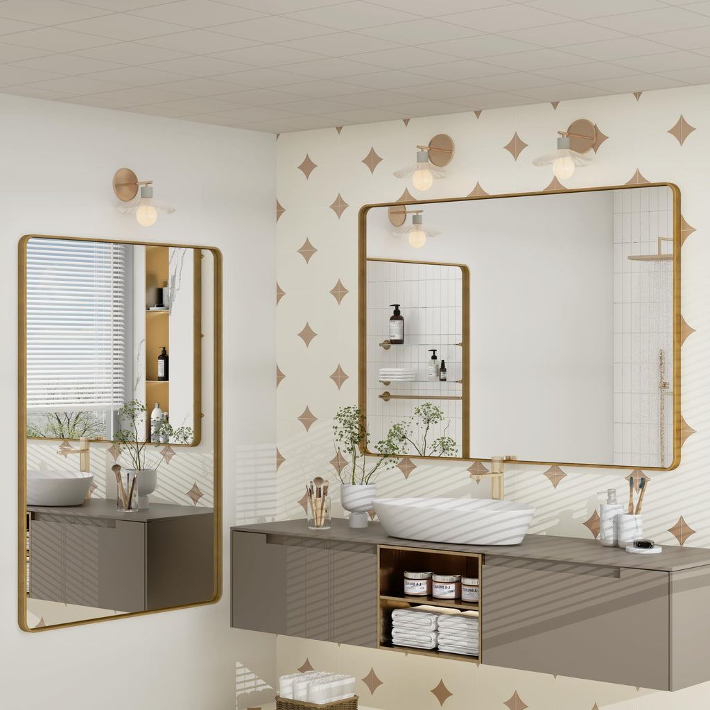 48x40 Inch Brushed Gold Bathroom Vanity Mirror
