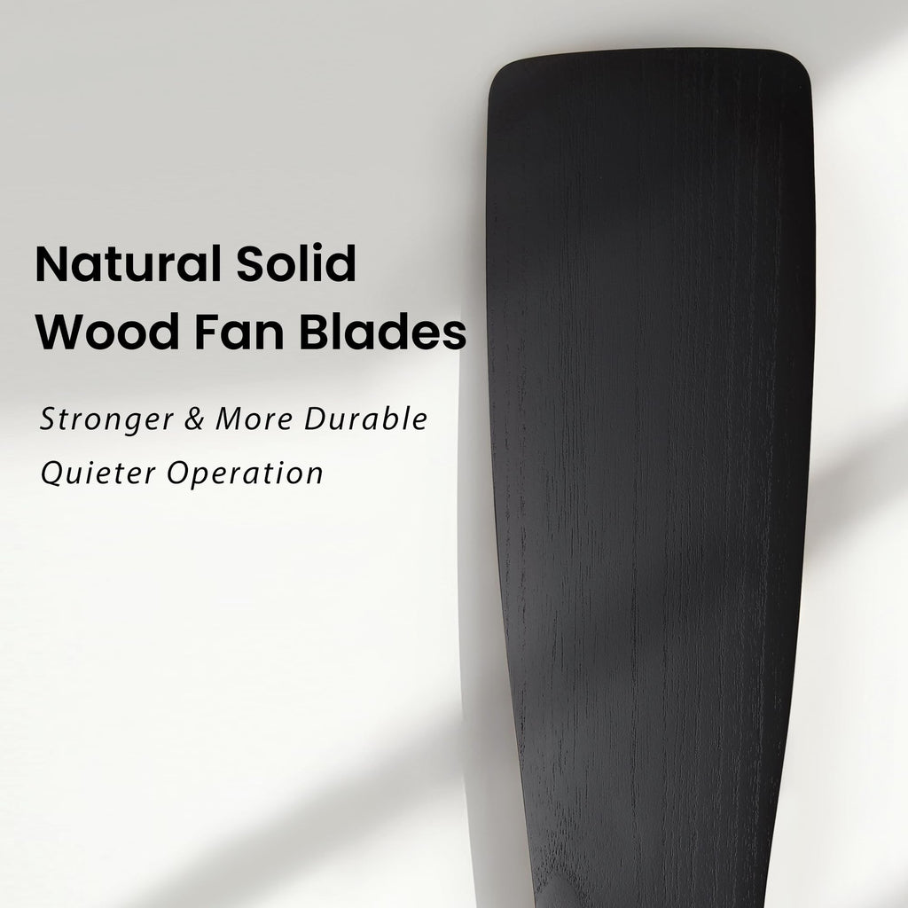48 Inch Ceiling Fan without Light, Flush Mount Low Profile Fan with 3 Solid Wood Blades, Quiet Reversible DC Motor, 6