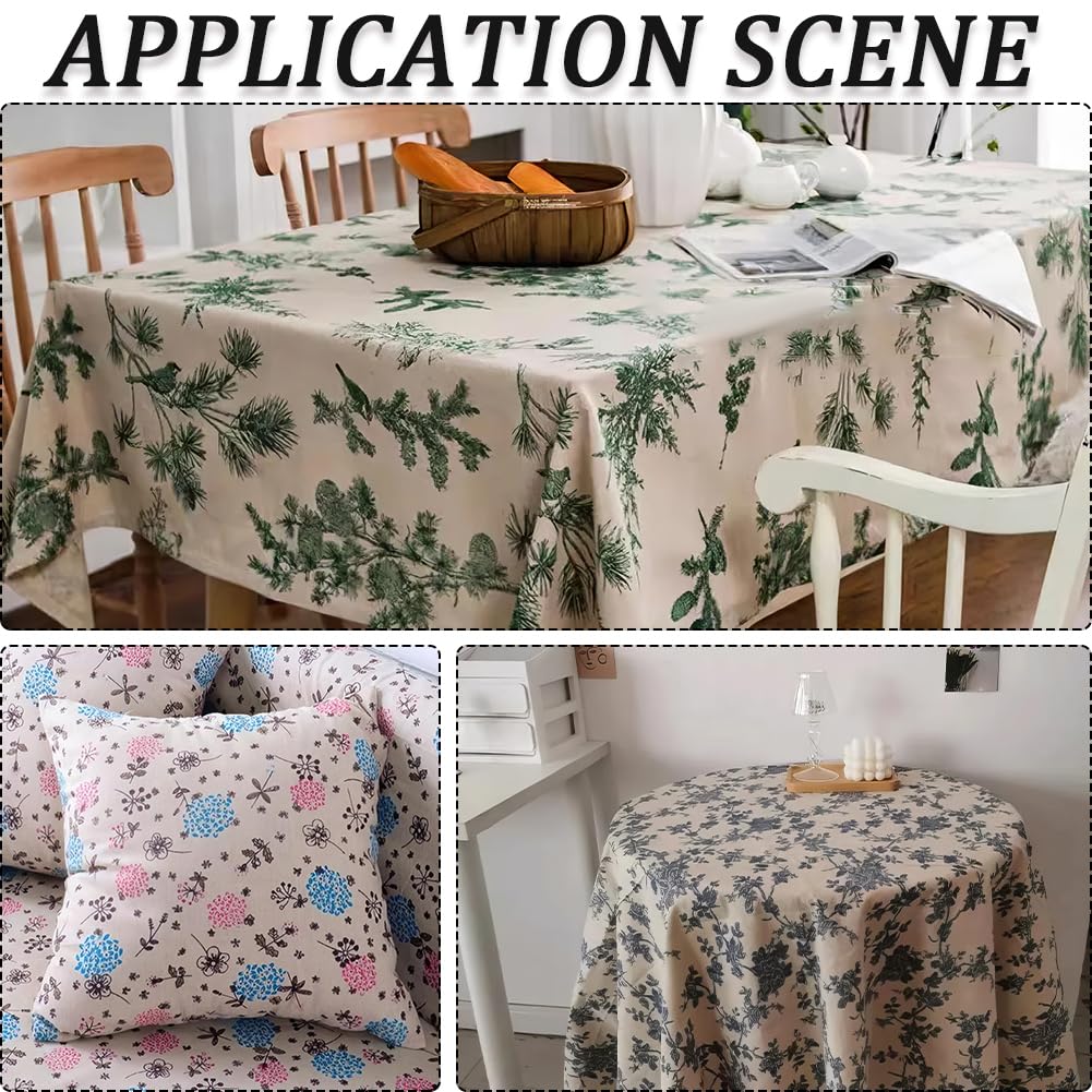 1 Yard 63 Inch Black White Floral Linen Fabric Flower Pattern Canvas Supple Breathable Needlework Embroidered Cloth