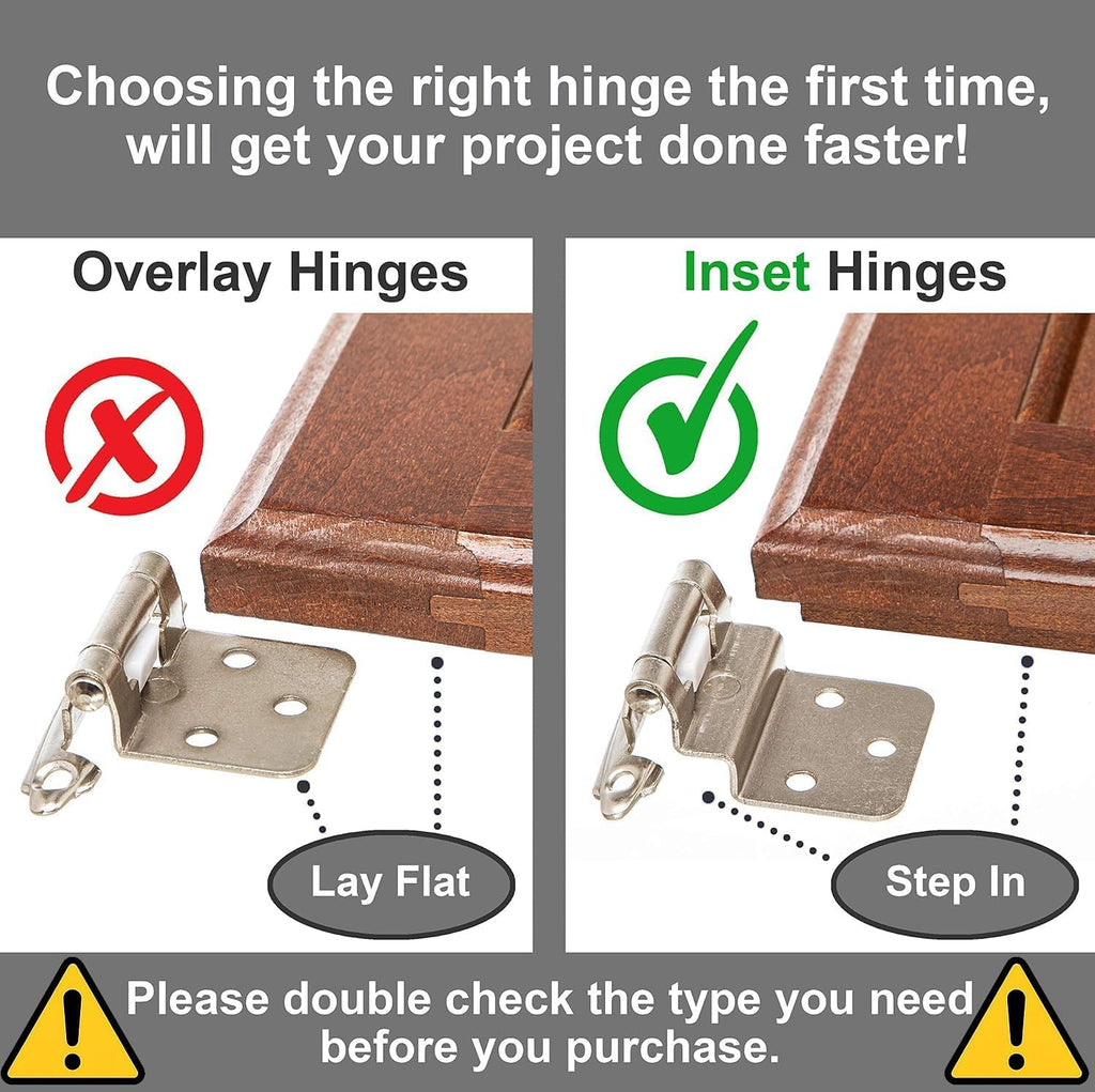 3/8" Inset Cabinet Hinges Brushed Nickel (10 Pair -20 Pcs) Offset Self Closing Cabinet Hinges Cabinets Satin Nickel