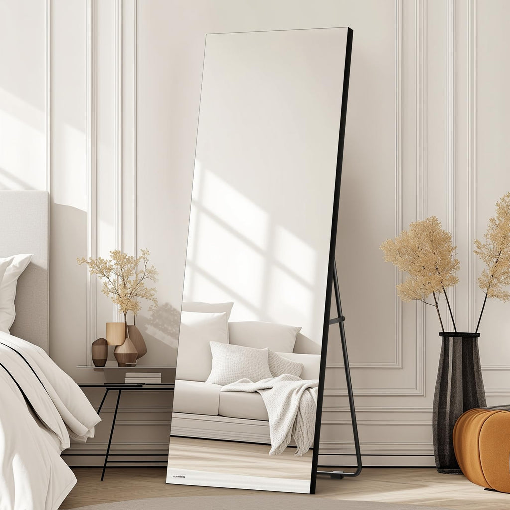 56"x18" Frameless Full Length Mirror with Stand