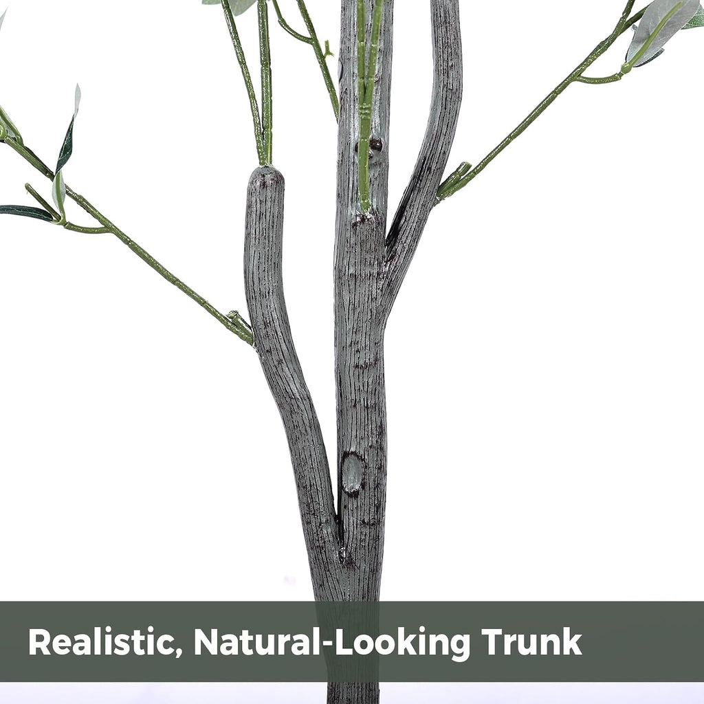 Olive Trees Artificial Indoor 6FT, Faux Olive Tree with Woven Basket & Natural-Looking Wood Trunk, Realistic Leaves &