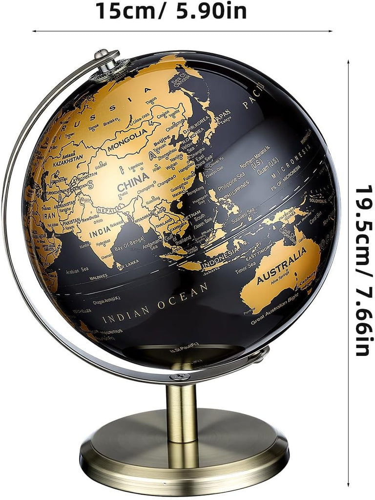 Vintage Globe World Globe 7.67" Metal Rotating Desk Ornament