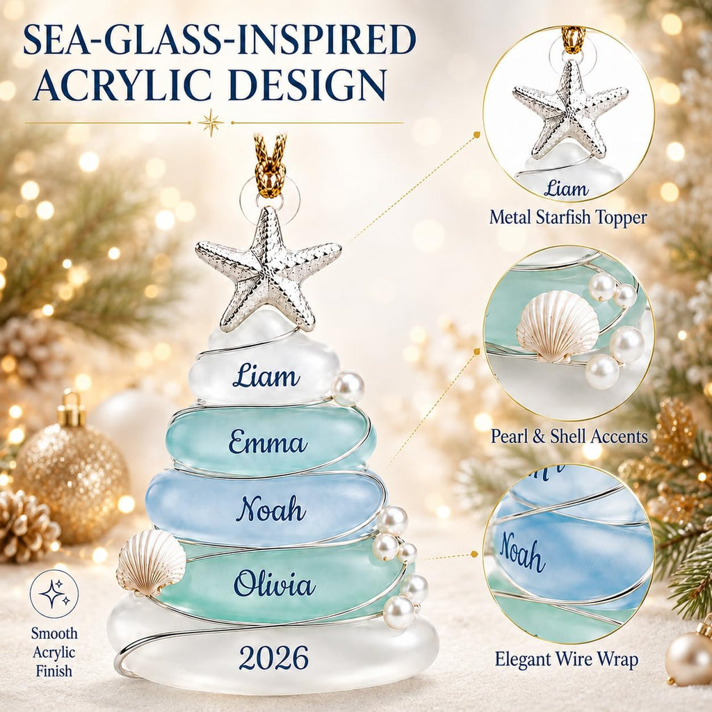 Personalized Christmas Ornaments, Sea Glass Tree Ornament,Ocean
