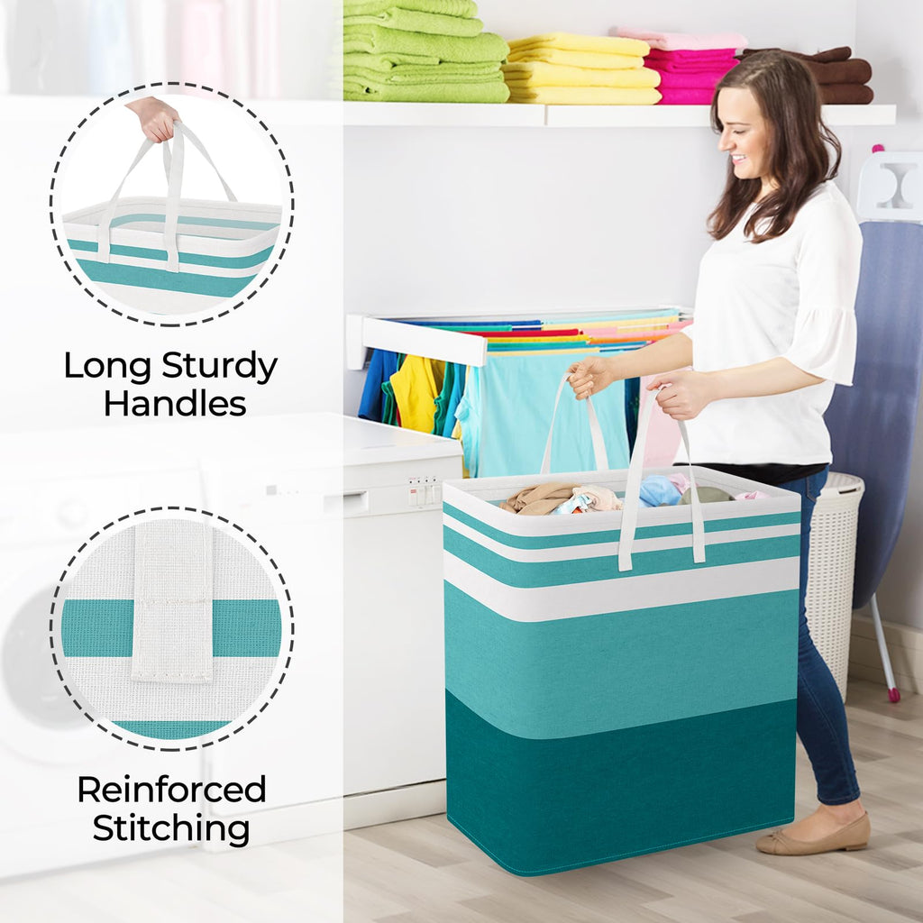 Basket Hamper, 125L Collapsible Clothes Storage, Green