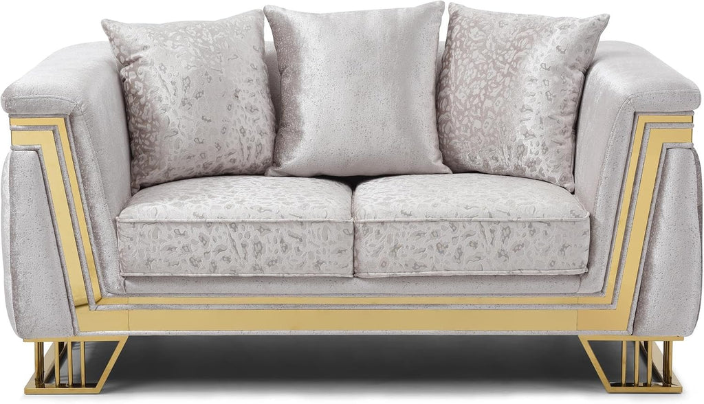 Rebecca G00195A-L Loveseat Shimmering Silver Velvet