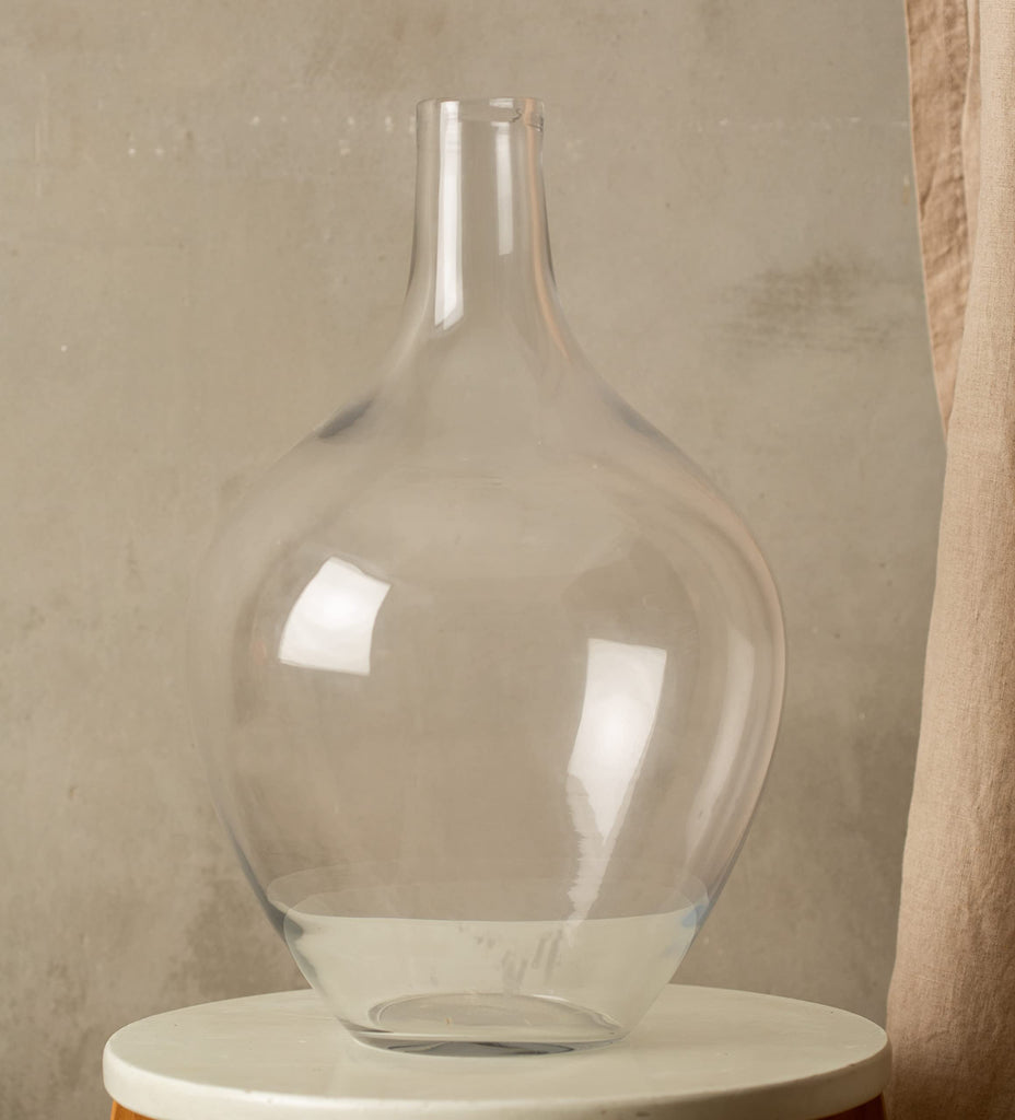 Large Clear Glass Vase for Floor, 15" Tall