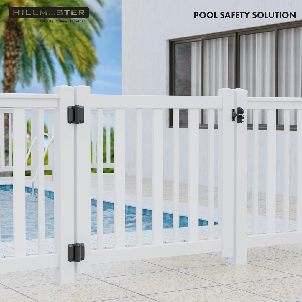 Heavy Duty Self Closing Nylon Gate Hinges for Square-to-Square Vinyl Fence, Pool Gate Hinges with Alignment Legs, No