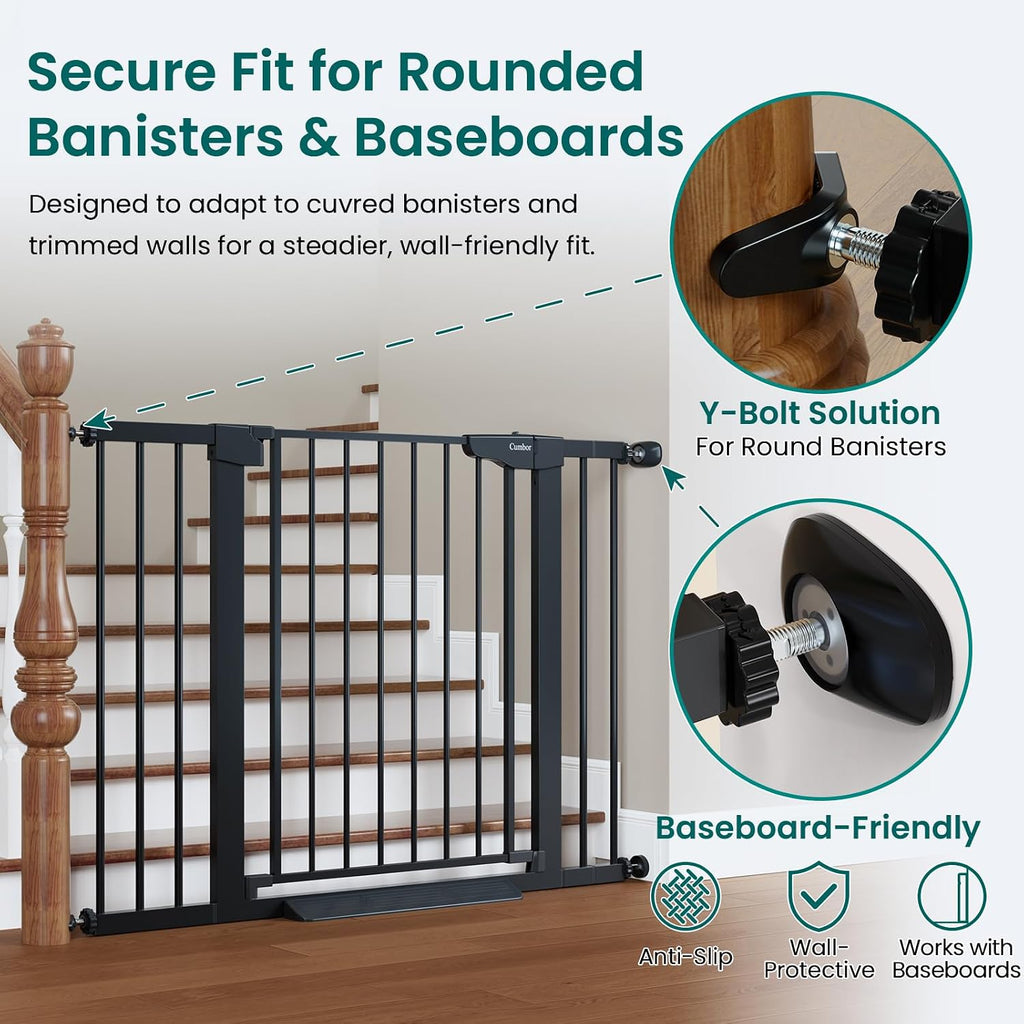 30-46" Baby Gate for Stairs, Auto Close Dog Gate for the House Black