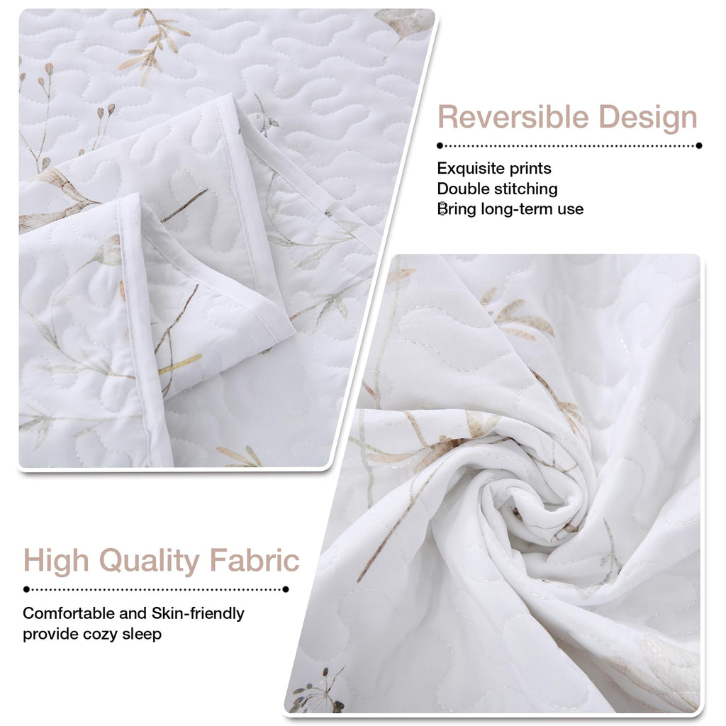 Floral Quilt Bedding Set, Farmhouse Botanical Bedspreads