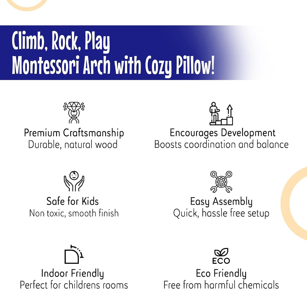 Climbing ARCH | Montessori Rocker ARCH | Wooden Climbing Rocker | Arch with Cosy Pillow | Wooden Climbing Arch