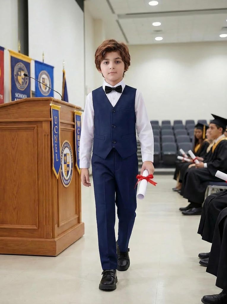 Boy's Suits 4 Piece Formal Suit for Kids Tuxedo Wedding Vest Pants with Tie