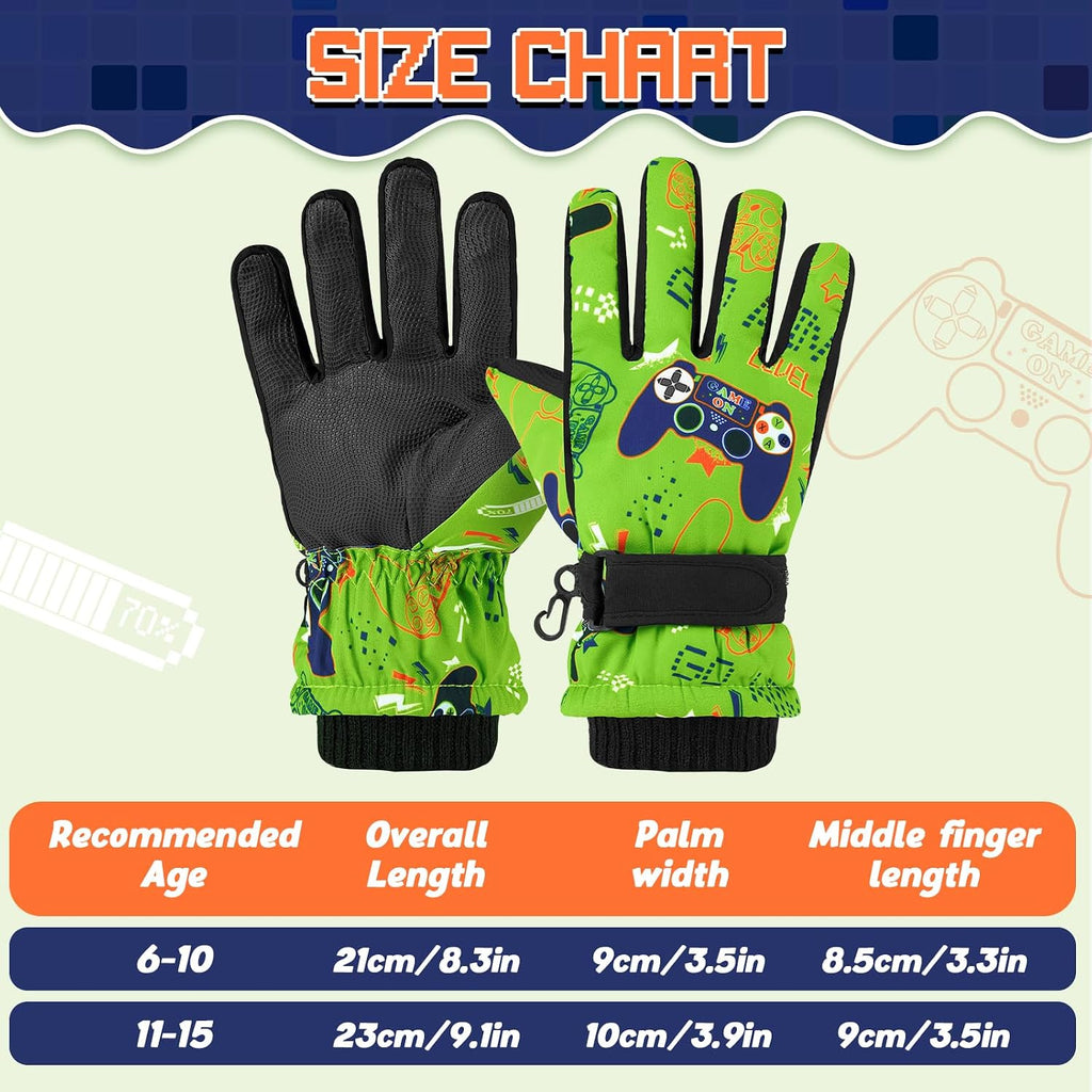 Kids Ski Gloves Waterproof Winter Snow Snowboarding Gloves Non Slip Windproof Sport Mittens for Boys Girls Youth