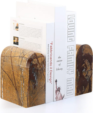 N Natural Marble Bookends for Shelves, Book Ends for Heavy Books, 13LBS Ultra Heavy Duty Book Holders, Triumphal Arch