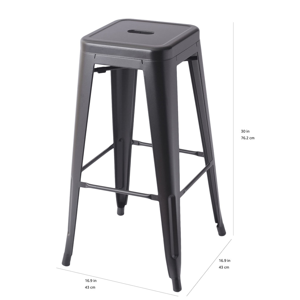 Sturdy Metal Bar Stools, 30-Inch, Black, Set of 4