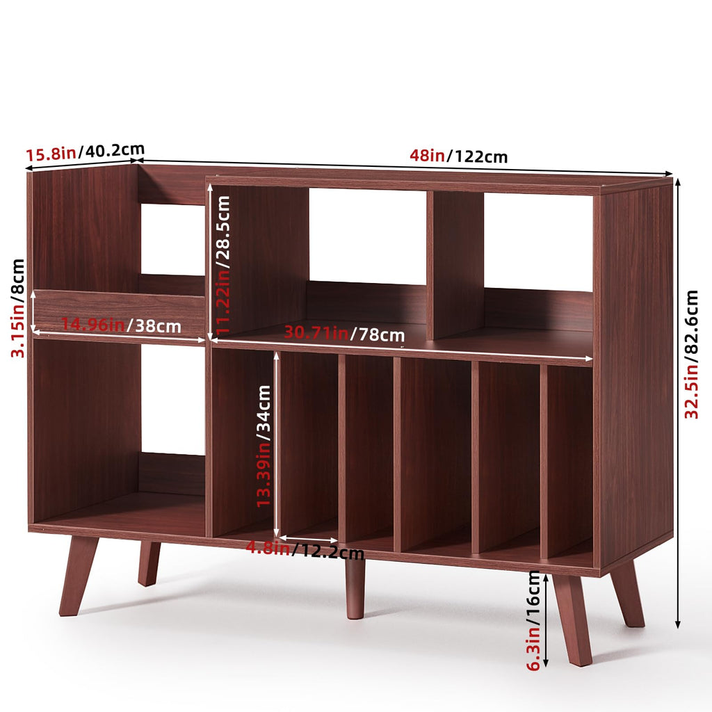 Large 48'' Record Player Stand with Display Area