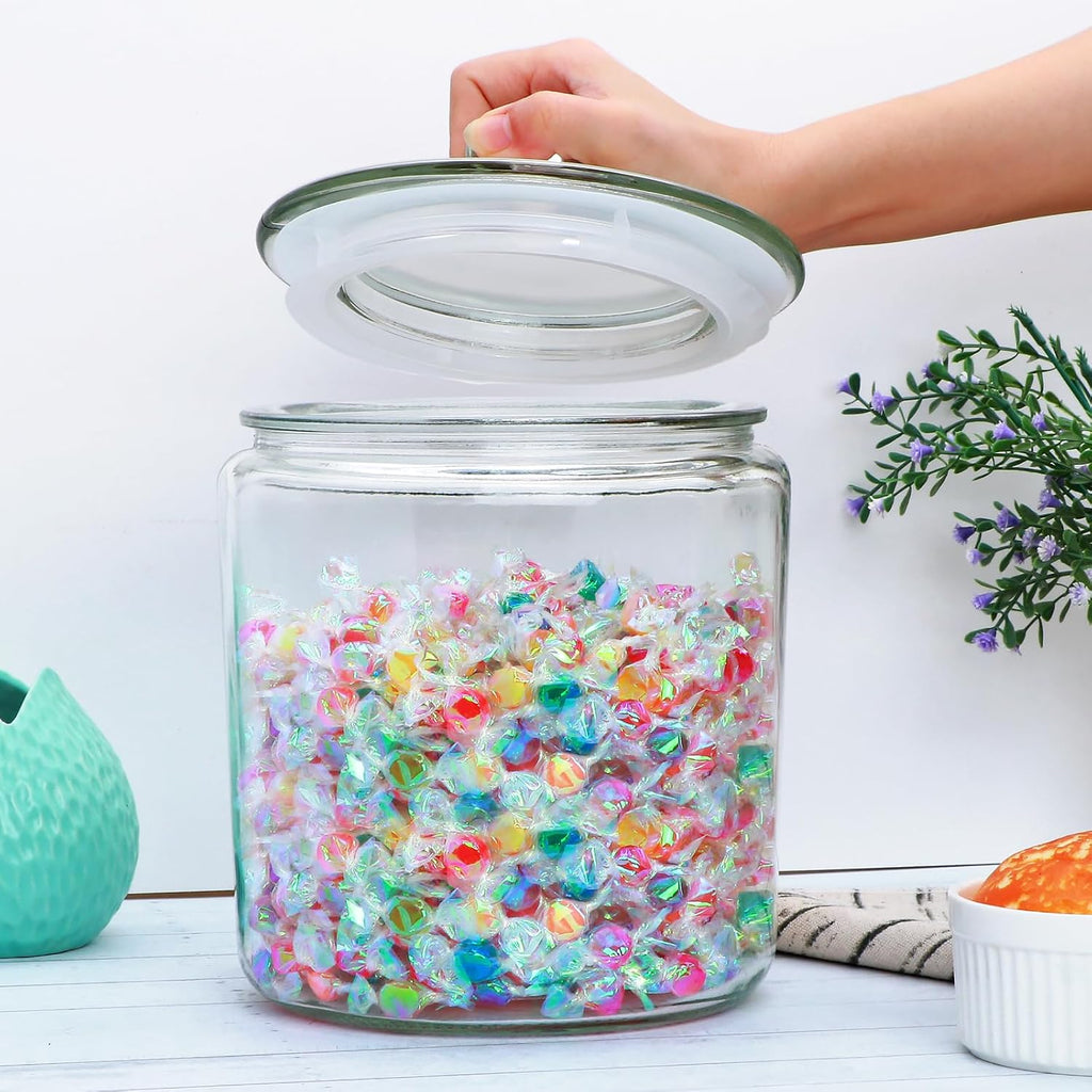 1 Gallon Glass Canister, Cookie Jar & Candy Jar with Airtight Lid, Large Food Storage Container for Buffet, Coffee &