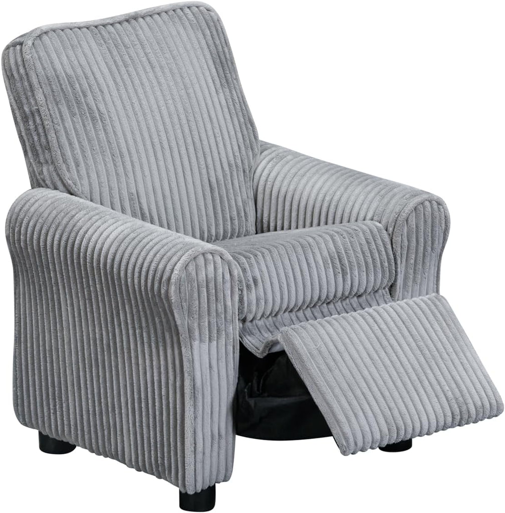 Jordan Kids Recliner Chair with Footrest, Soft Upholstered Toddler Push-Back Recliner with Padded Armrests, Comfy
