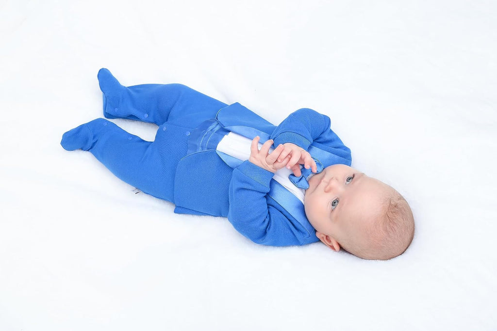 Baby Boy Gentleman Tuxedo Footie Christmas Holiday Outfit with Bow Tie