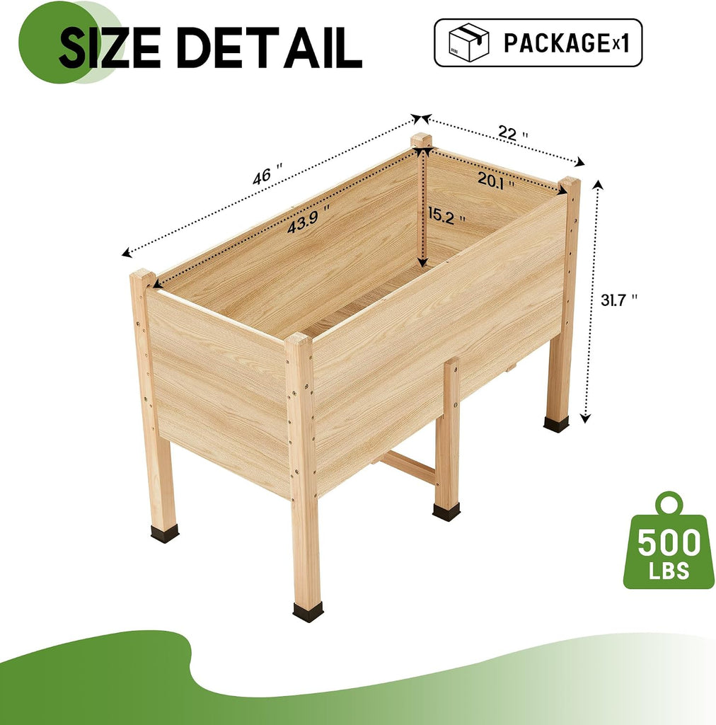 4x2 Ft Raised Garden Bed with Legs and Drainage Holes | 16 Inch Deep Elevated Wood Planter Box for Vegetables
