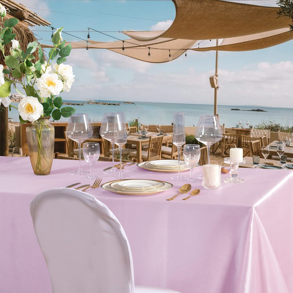 6 Pack Light Pink Satin Tablecloth 60 x 102 Inches