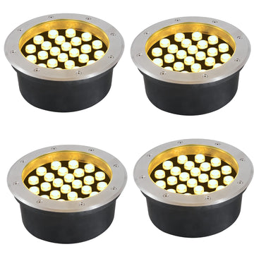 24W Outdoor In-Ground Lights, 120V Hardwired Path Lights, 4-Pack