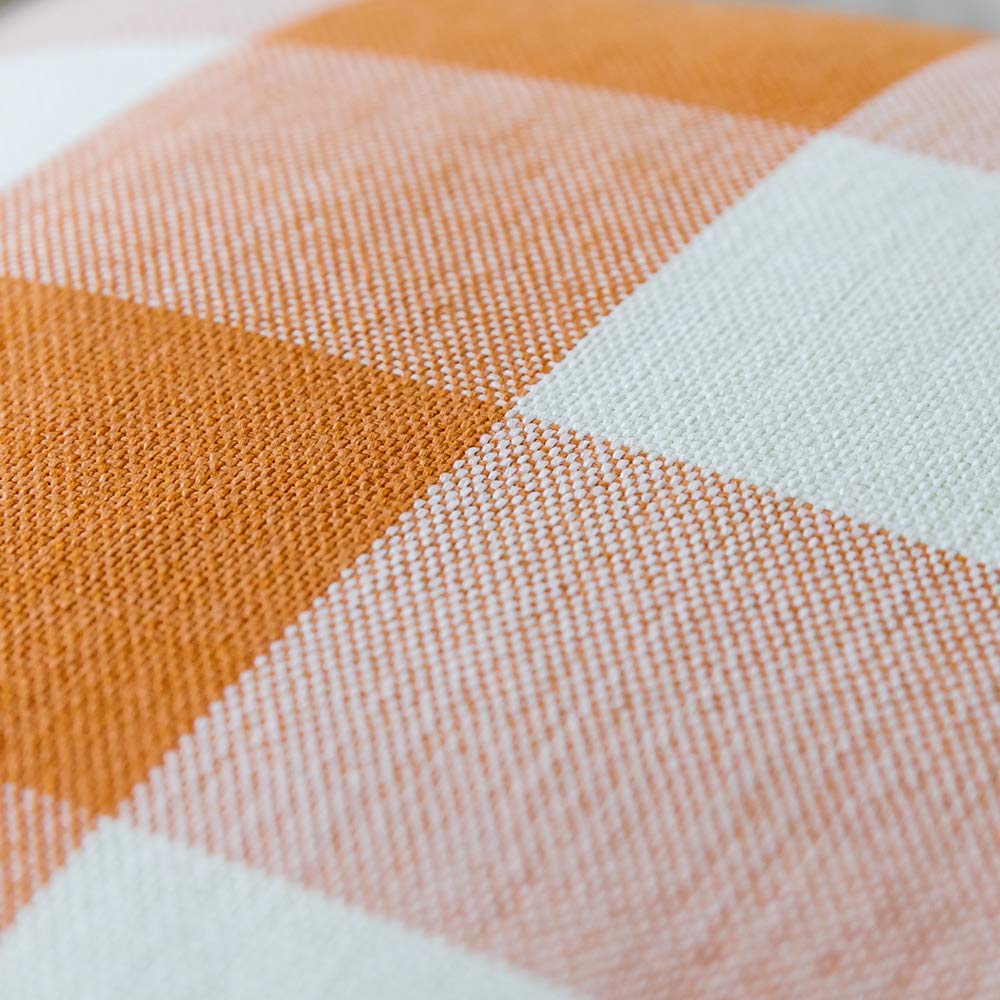 Fall Plaid Pillow Covers 20x20 Orange and White Pack of 2