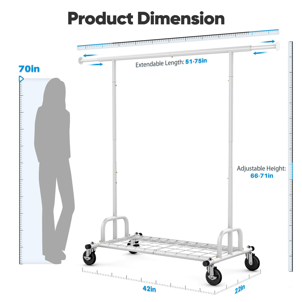 Clothes Rack Collapsible Clothing Rack Capacity 525LBS White