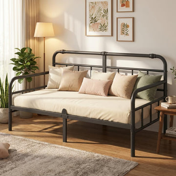 Metal Modern Twin Daybed Frame with Non‐Slip Retainer Clips