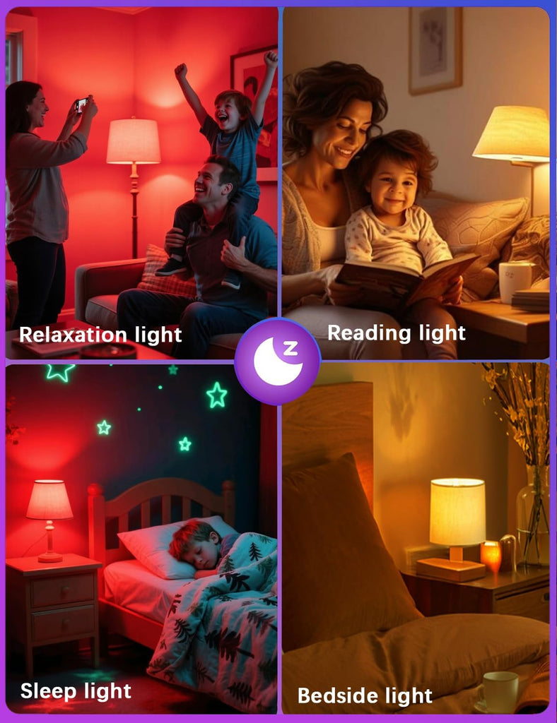 Red and Amber Sleep Bulb with Remote Control Choose 660nm Red Light or 1800K Amberlight,Timer Function, 10W Blue